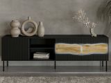 Mobile porta TV Luvinate, 190x40 h62 cm, Nero e Rovere Nodi