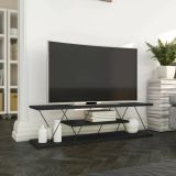 Mobile porta TV Lysithea, Supporto per televisione da salotto, Credenza bassa da soggiorno, Base porta TV, 120x30h33 cm, Antracite e Grigio