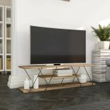Mobile porta TV Lysithea, Supporto per televisione da salotto, Credenza bassa da soggiorno, Base porta TV, 120x30h33 cm, Nero e Noce