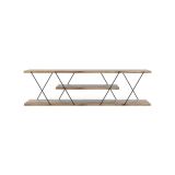 Mobile porta TV Lysithea, Supporto per televisione da salotto, Credenza bassa da soggiorno, Base porta TV, 120x30h33 cm, Nero e Noce