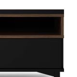 Mobile porta TV Margaux, Credenza da soggiorno, Armadio basso per TV, Base parete attrezzata, 48x156 h48 cm, Nero e Noce