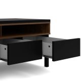 Mobile porta TV Margaux, Credenza da soggiorno, Armadio basso per TV, Base parete attrezzata, 48x156 h48 cm, Nero e Noce