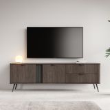 Mobile Porta tv Marrone Noce 2 Cassetti 3 Ripiani 195x38x61h cm, 2 Ante - Kamirili