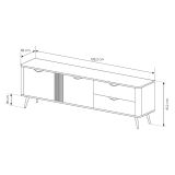 Mobile Porta tv Marrone Noce 2 Cassetti 3 Ripiani 195x38x61h cm, 2 Ante - Kamirili