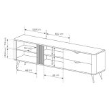 Mobile Porta tv Marrone Noce 2 Cassetti 3 Ripiani 195x38x61h cm, 2 Ante - Kamirili