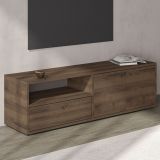 Mobile Porta tv Marrone Noce 2 Ripiani 3 Ante 136x35x42h cm, 4 Vani - Partanna