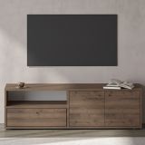 Mobile Porta tv Marrone Noce 2 Ripiani 3 Ante 136x35x42h cm, 4 Vani - Partanna
