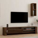 Mobile Porta tv Marrone Noce 2 Ripiani Apertura a Ribalta 160x27x33h cm, Un'anta - Caraglio