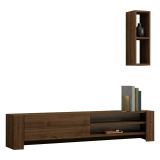 Mobile Porta tv Marrone Noce 2 Ripiani Apertura a Ribalta 160x27x33h cm, Un'anta - Caraglio