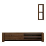 Mobile Porta tv Marrone Noce 2 Ripiani Apertura a Ribalta 160x27x33h cm, Un'anta - Caraglio