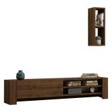 Mobile Porta tv Marrone Noce 2 Ripiani Apertura a Ribalta 160x27x33h cm, Un'anta - Cuorgne