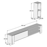 Mobile Porta tv Marrone Noce 2 Ripiani Apertura a Ribalta 160x27x33h cm, Un'anta - Cuorgne