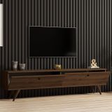 Mobile Porta tv Marrone Noce 2 Vani 2 Ante 160x25x40h cm, Apertura a Ribalta - Atestino