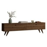 Mobile Porta tv Marrone Noce 2 Vani 2 Ante 160x25x40h cm, Apertura a Ribalta - Atestino
