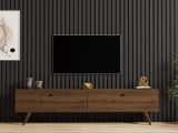 Mobile Porta tv Marrone Noce 2 Vani 2 Ante 160x25x40h cm, Apertura a Ribalta - Atestino