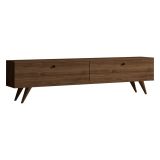 Mobile Porta tv Marrone Noce 2 Vani 2 Ante 160x25x40h cm, Apertura a Ribalta - Atestino