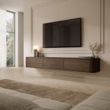 Mobile Porta tv Marrone Noce 3 Cassetti un Ripiano 200x34x28h cm, 3 Vani - Kahate