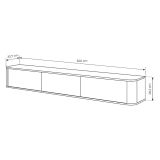 Mobile Porta tv Marrone Noce 3 Cassetti un Ripiano 200x34x28h cm, 3 Vani - Kahate