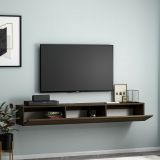 Mobile Porta tv Marrone Noce 3 Vani 3 Ante 180x31x26h cm, Apertura a Ribalta - Lariano