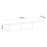 Mobile Porta tv Marrone Noce 3 Vani 3 Ante 180x31x26h cm, Apertura a Ribalta - Lariano