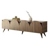 Mobile Porta tv Marrone Noce 4 Vani 4 Ante 180x35x50h cm, Apertura a Ribalta - Visco