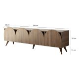 Mobile Porta tv Marrone Noce 4 Vani 4 Ante 180x35x50h cm, Apertura a Ribalta - Visco