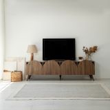 Mobile Porta tv Marrone Noce 4 Vani 4 Ante 180x35x50h cm, Apertura a Ribalta - Visco