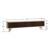 Mobile Porta tv Marrone Noce Bianco 2 Ante Apertura a Ribalta 160x25x40h cm, 2 Vani - Trepuzzi