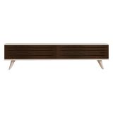 Mobile Porta tv Marrone Noce Bianco 2 Ante Apertura a Ribalta 160x25x40h cm, 2 Vani - Trepuzzi