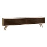Mobile Porta tv Marrone Noce Bianco 2 Ante Apertura a Ribalta 160x25x40h cm, 2 Vani - Trepuzzi