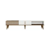 Mobile Porta tv Marrone Noce Bianco un Ripiano 3 Ante 180x35x40h cm, 2 Vani - Aquila