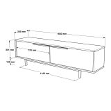 Mobile Porta tv Marrone Noce Marrone Quercia Apertura a Ribalta 2 Ante 160x35.5x45.1h cm, 2 Vani - Moimacco