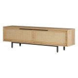 Mobile Porta tv Marrone Noce Marrone Quercia Apertura a Ribalta 2 Ante 160x35.5x45.1h cm, 2 Vani - Moimacco