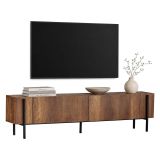 Mobile Porta tv Marrone Noce Nero 2 Ante 4 Vani 180x30x45h cm, Apertura a Ribalta - Noga
