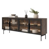Mobile Porta tv Marrone Noce Nero 3 Ripiani 4 Ante 181x39x62h cm, con led - Kalerora