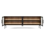 Mobile Porta tv Marrone Noce Nero 3 Ripiani 4 Ante 181x39x62h cm, con led - Kalerora