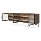 Mobile Porta tv Marrone Noce Nero 3 Ripiani 4 Ante 181x39x62h cm, con led - Kalerora