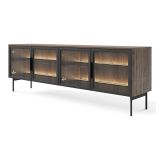 Mobile Porta tv Marrone Noce Nero 3 Ripiani 4 Ante 181x39x62h cm, con led - Kalerora