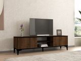 Mobile Porta tv Marrone Noce Nero Antracite un Ripiano 2 Ante 180x40x45h cm, 4 Vani - Fonni
