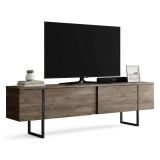 Mobile Porta tv Marrone Noce Nero Cassetti un Ripiano 180x30x50h cm, 2 Ante - Abishia