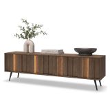 Mobile Porta tv Marrone Noce Nero un Ripiano 4 Ante 183x40x54h cm, con led - Kafami