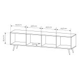 Mobile Porta tv Marrone Noce Nero un Ripiano 4 Ante 183x40x54h cm, con led - Kafami