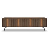 Mobile Porta tv Marrone Noce Nero un Ripiano 4 Ante 183x40x54h cm, con led - Kafami