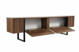 Mobile Porta tv Marrone Noce Nero un Ripiano Apertura a Ribalta 180x30x50h cm, 2 Ante - Tarquin