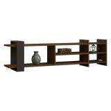 Mobile Porta tv Marrone Noce Noce Antracite 2 Ripiani 5 Vani 156x30x40h cm, Peso Supportato 40 kg - Zubiena