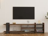 Mobile Porta tv Marrone Noce Noce Antracite 2 Ripiani 5 Vani 156x30x40h cm, Peso Supportato 40 kg - Zubiena