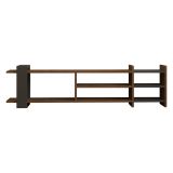 Mobile Porta tv Marrone Noce Noce Antracite 2 Ripiani 5 Vani 156x30x40h cm, Peso Supportato 40 kg - Zubiena