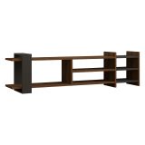 Mobile Porta tv Marrone Noce Noce Antracite 2 Ripiani 5 Vani 156x30x40h cm, Peso Supportato 40 kg - Zubiena