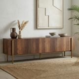 Mobile Porta tv Marrone Noce oro 2 Ante 4 Vani 180x30x45h cm, Apertura a Ribalta - Noga