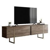 Mobile Porta tv Marrone Noce oro Cassetti un Ripiano 180x30x50h cm, 2 Ante - Abishia